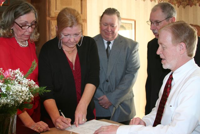 Signing the documents